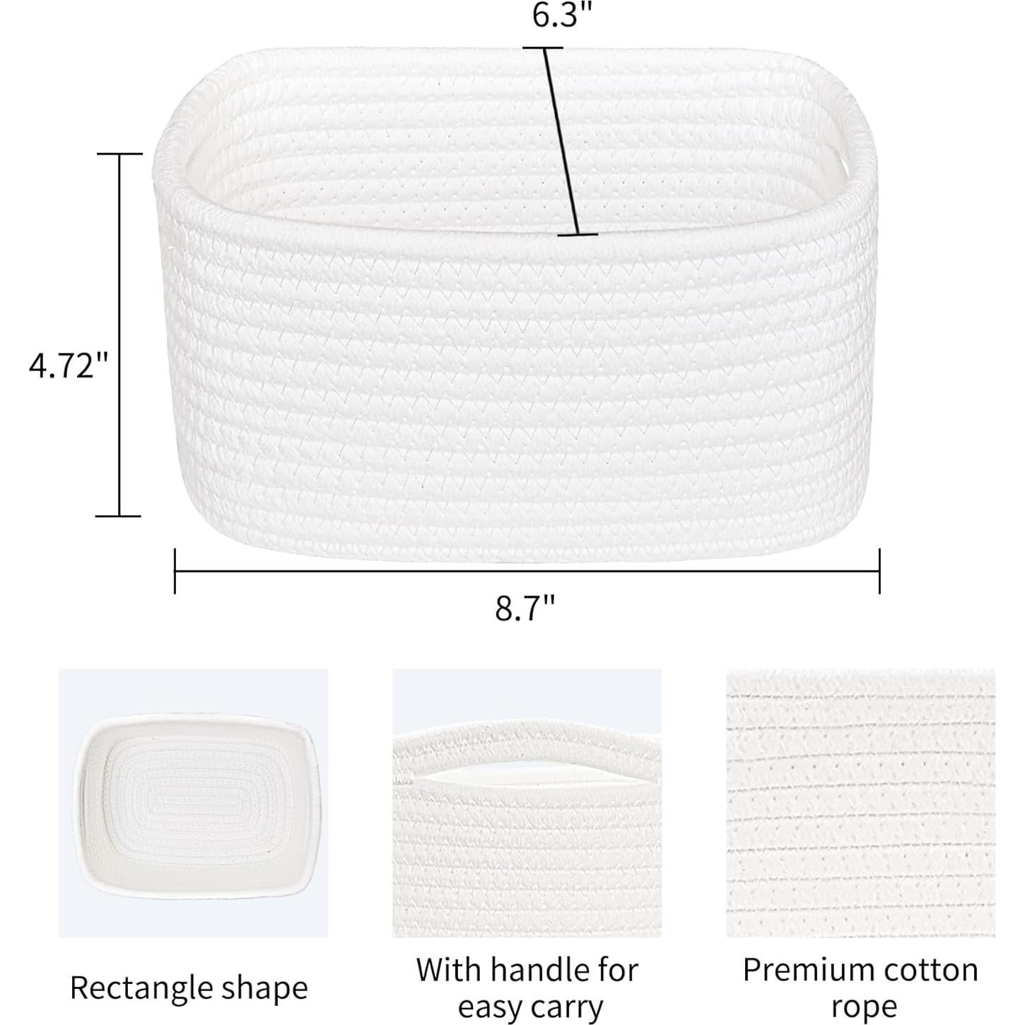 Cesta Pequeña ABenkle Tejida 22x16x12 cm para Almacenamiento