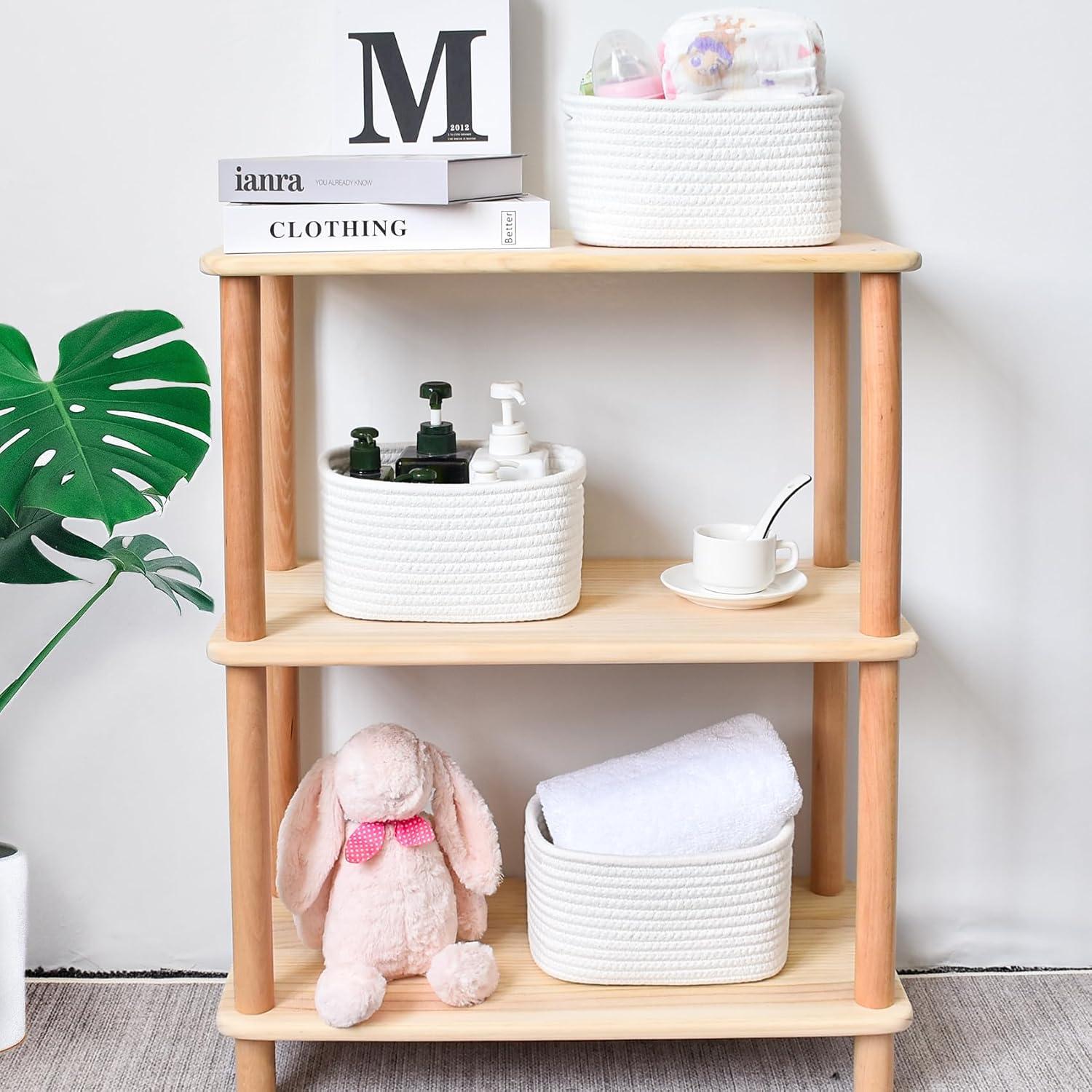 Cesta Pequeña ABenkle Tejida 22x16x12 cm para Almacenamiento