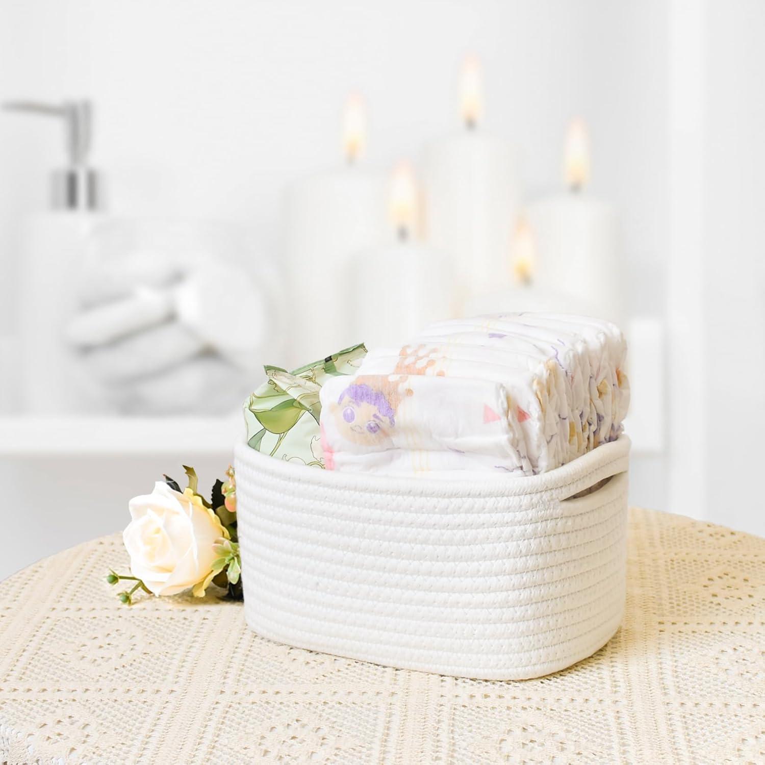 Cesta Pequeña ABenkle Tejida 22x16x12 cm para Almacenamiento