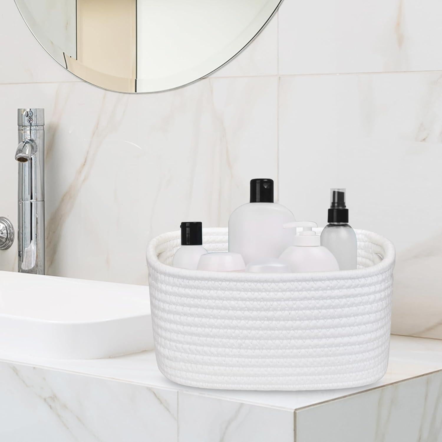 Cesta Pequeña ABenkle Tejida 22x16x12 cm para Almacenamiento