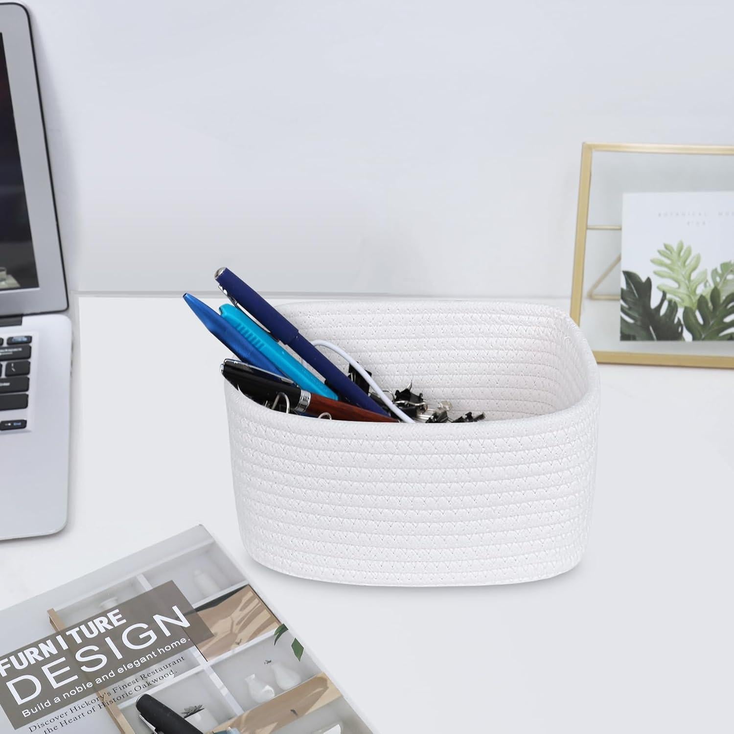 Cesta Pequeña ABenkle Tejida 22x16x12 cm para Almacenamiento