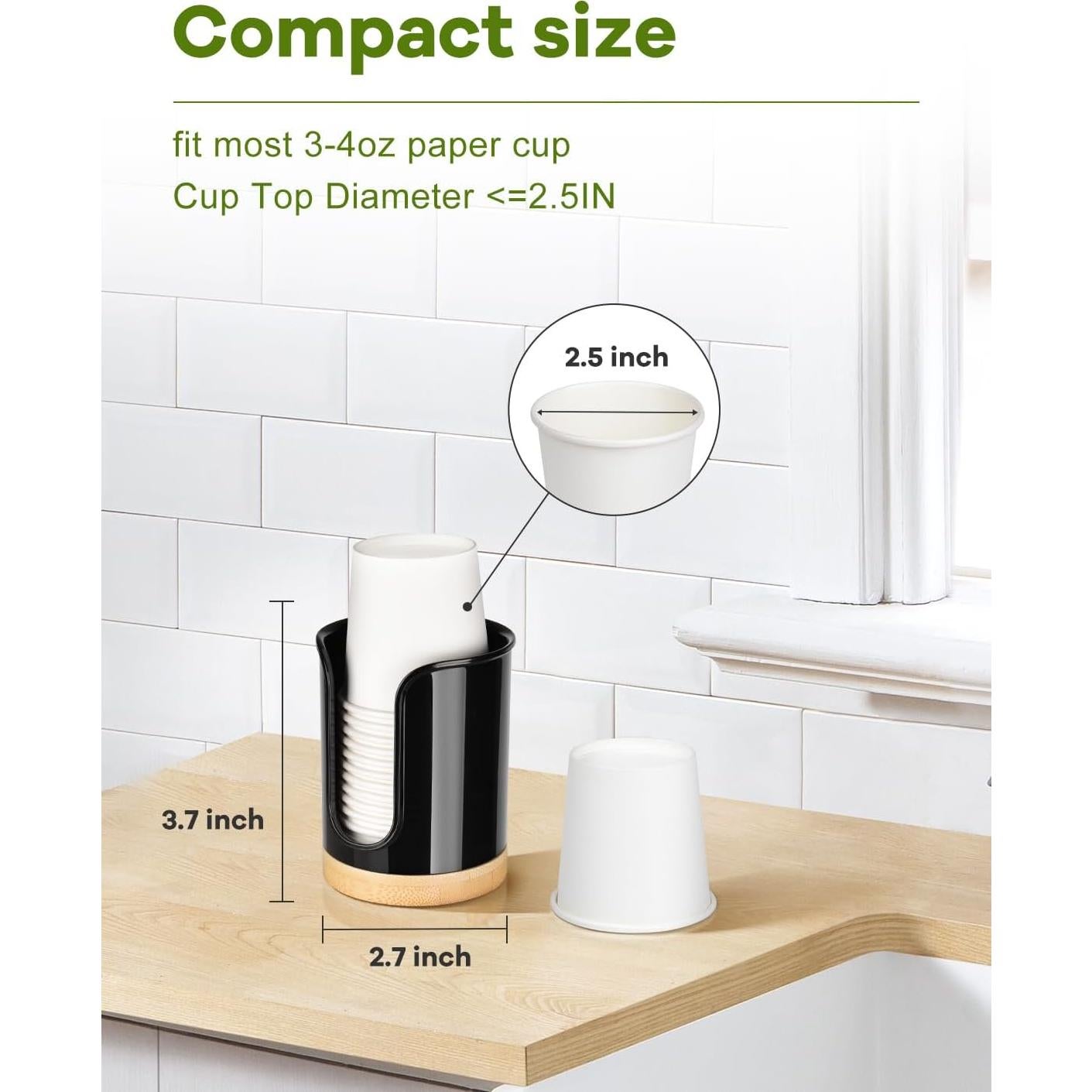 Dispensador de Vasos para Baño Dixie 3-4 oz Negro/Bambú