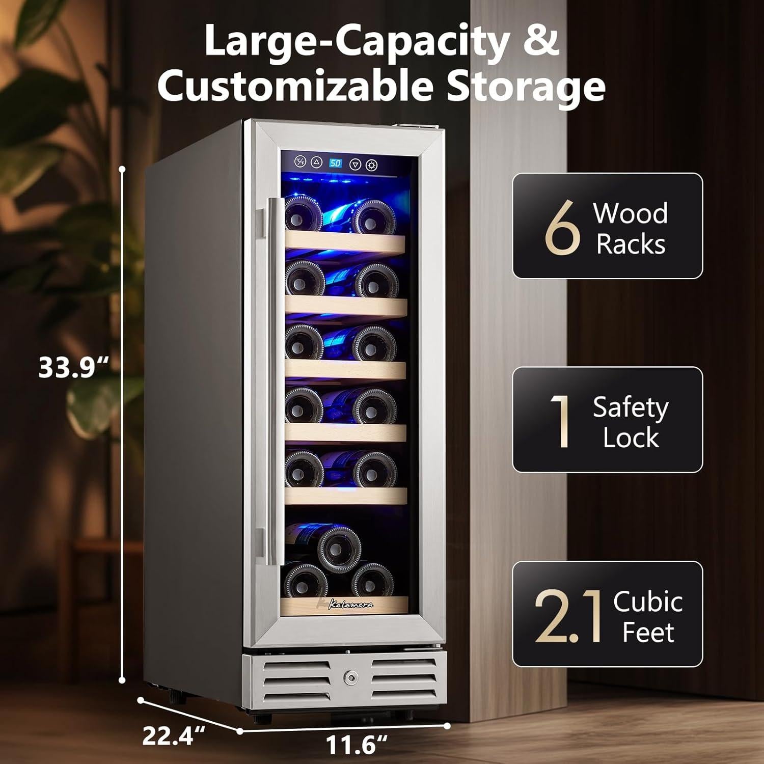 Frigorífico de Vino Kalamera KRC-12SS 18 Botellas 57x29.5x86.1cm