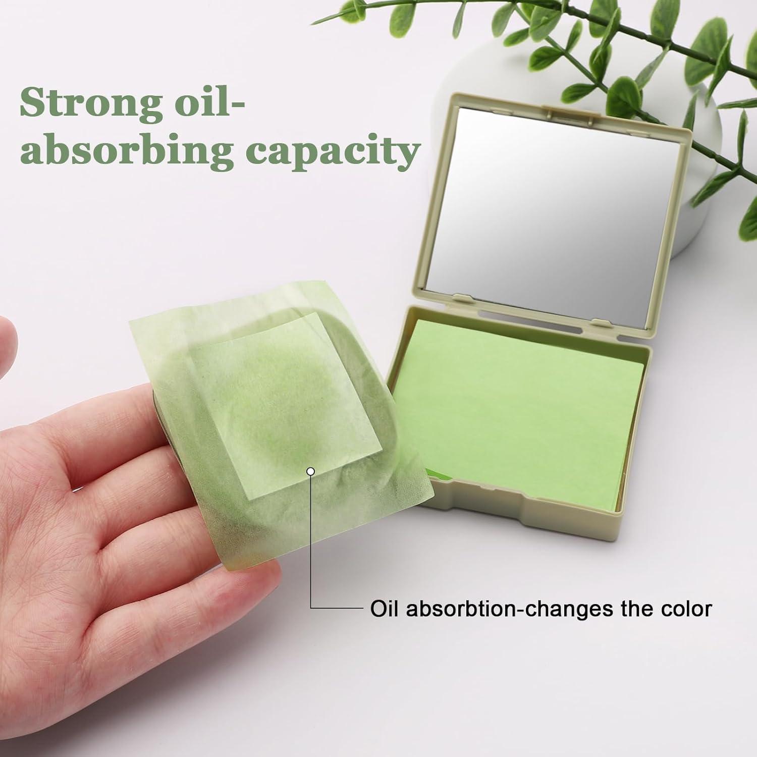 Hojas Absorbentes de Aceite Facial Jutqut - 100 Hojas con Espejo