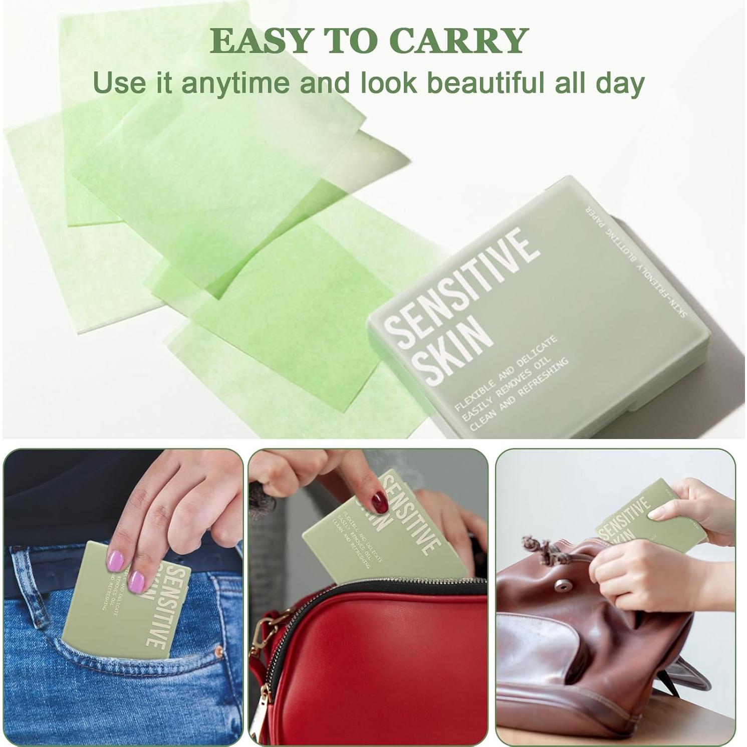 Hojas Absorbentes de Aceite Facial Jutqut - 100 Hojas con Espejo