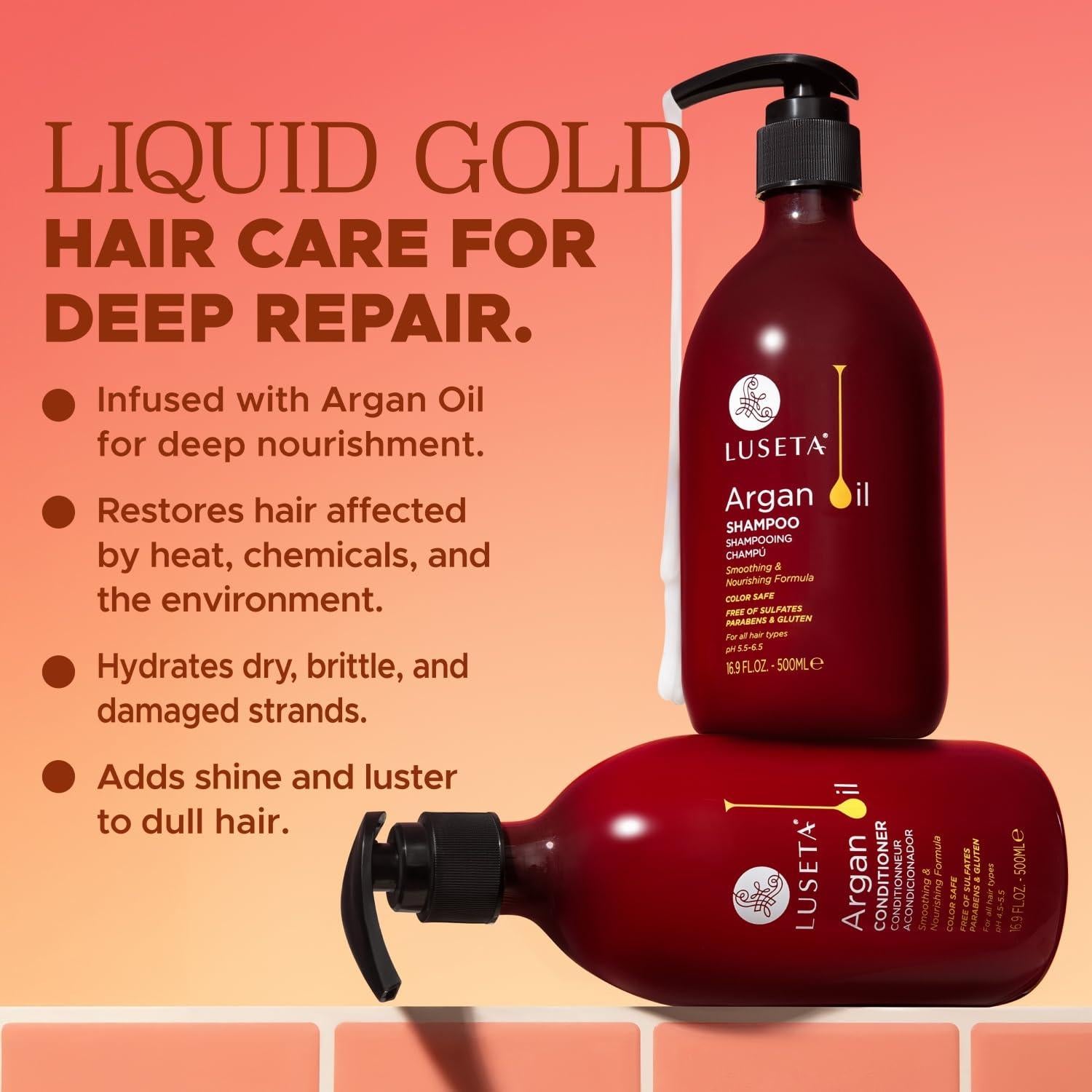 Conjunto Champú y Acondicionador Luseta Aceite de Argán 2x500ml