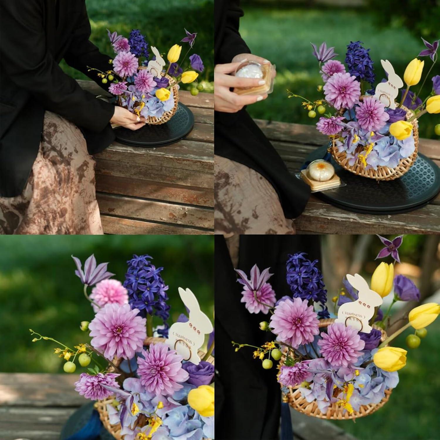 Cesta de Flores Tejida RXMORI 2 PCS 19x11.5x18 cm