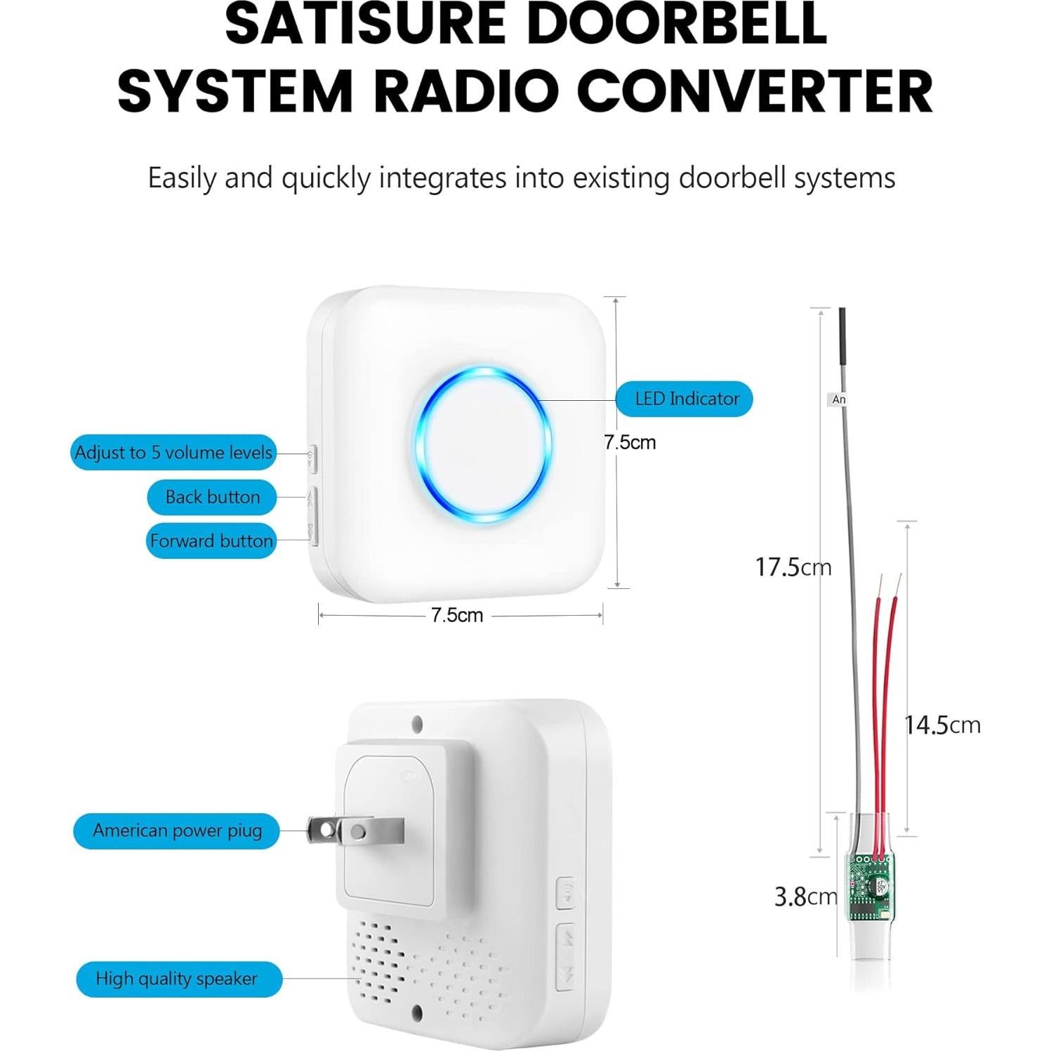 Timbre Inalámbrico Satisure para Google Nest 2da Generación