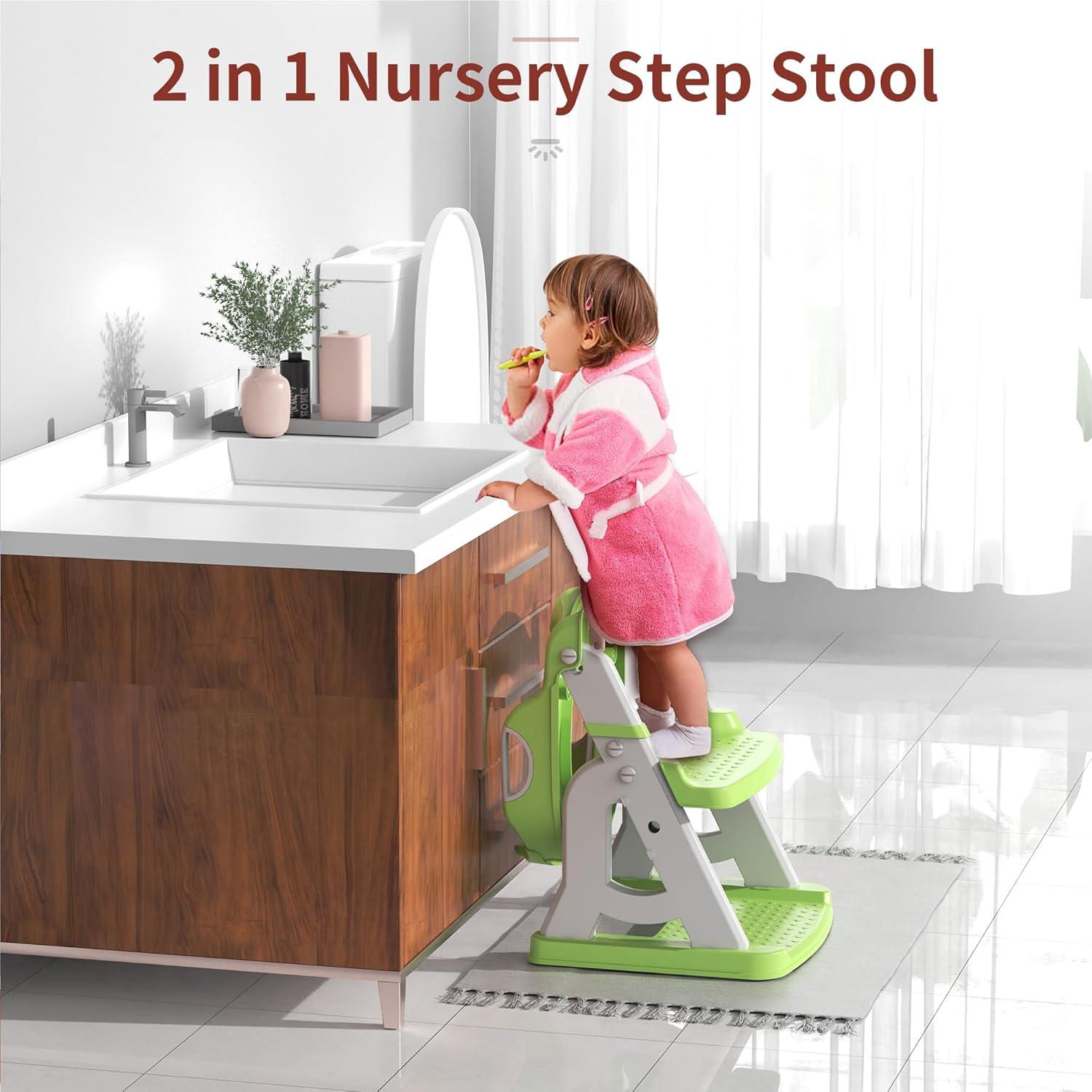 Asiento de Entrenamiento para Baño MeuLife Verde 2 en 1