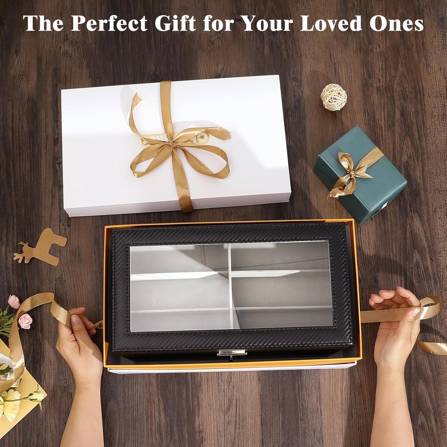 Organizador de Gafas MoKo de Cuero con Tapa de Vidrio 18 Ranuras