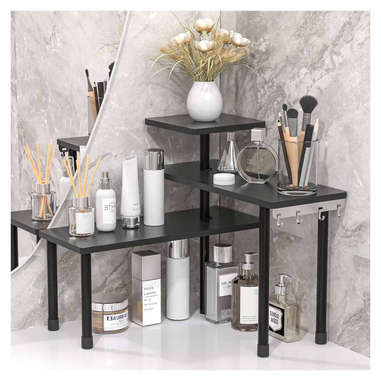 Estante Esquinero de Encimera JayRex Negro 3 Niveles Ajustable