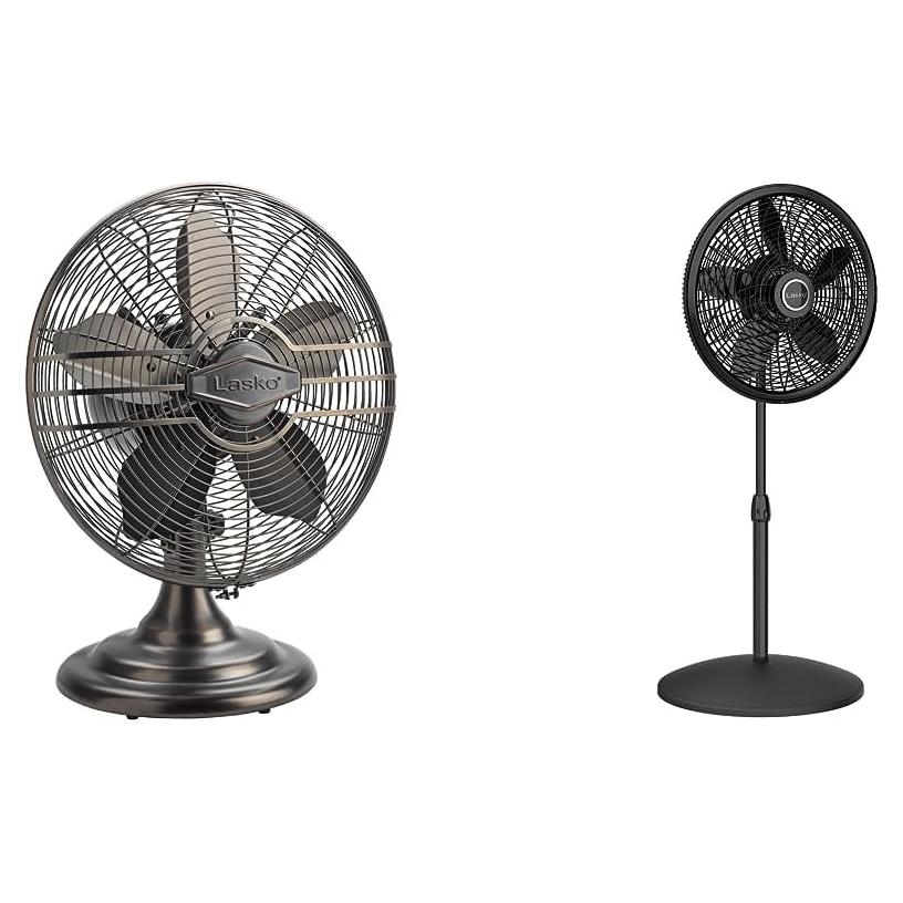 Ventilador de Mesa Oscilante Lasko 43 cm Vintage y Pedestal 46 cm