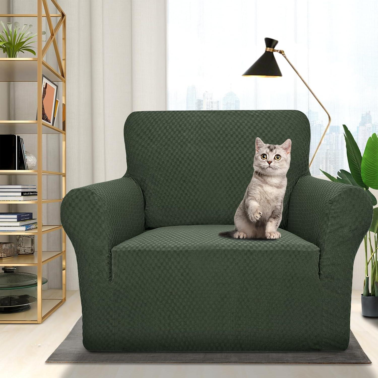 Funda de Silla ZNSAYOTX Jacquard Verde Militar 1 Pieza