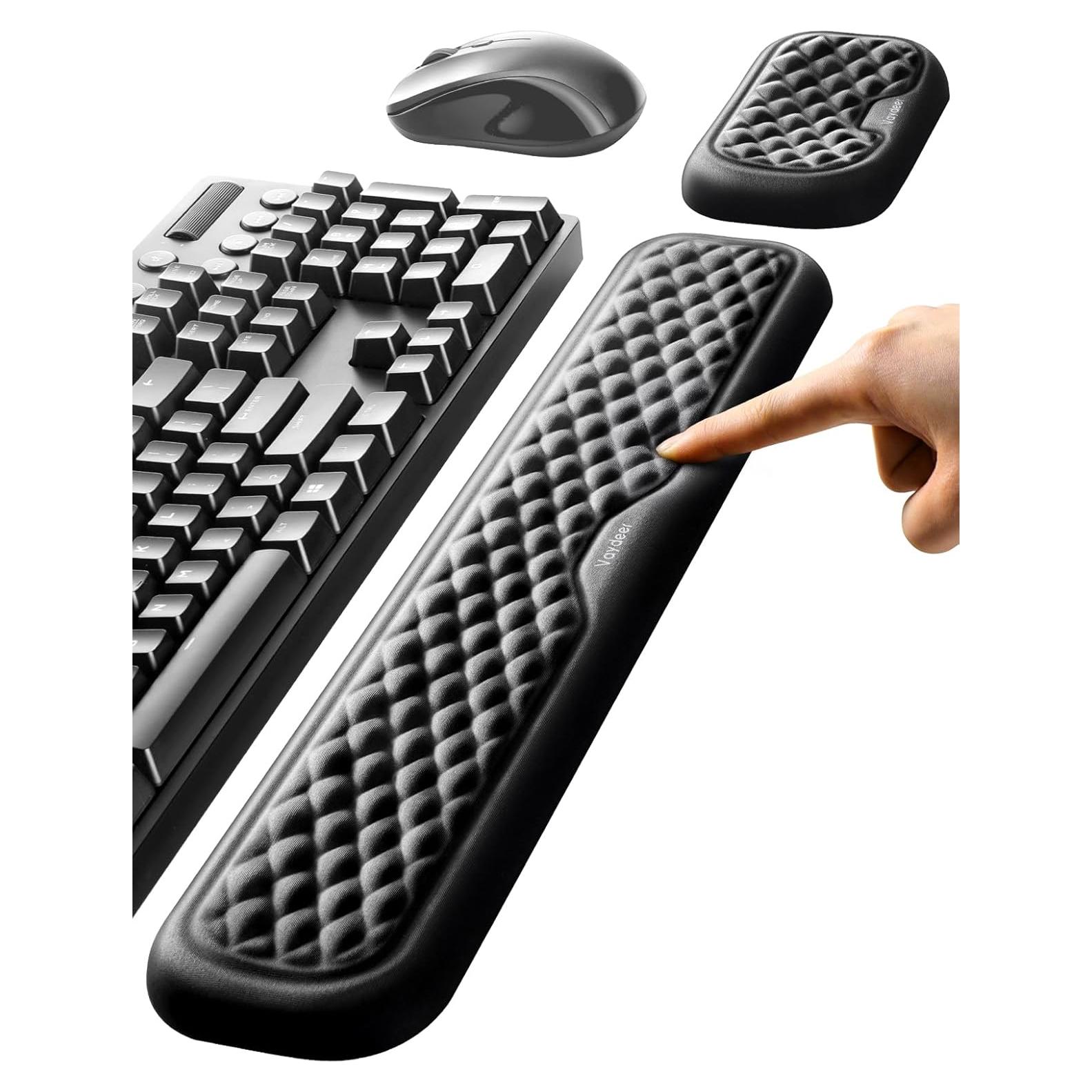 Reposamuñecas Vaydeer Ergonómico para Teclado y Ratón Negro