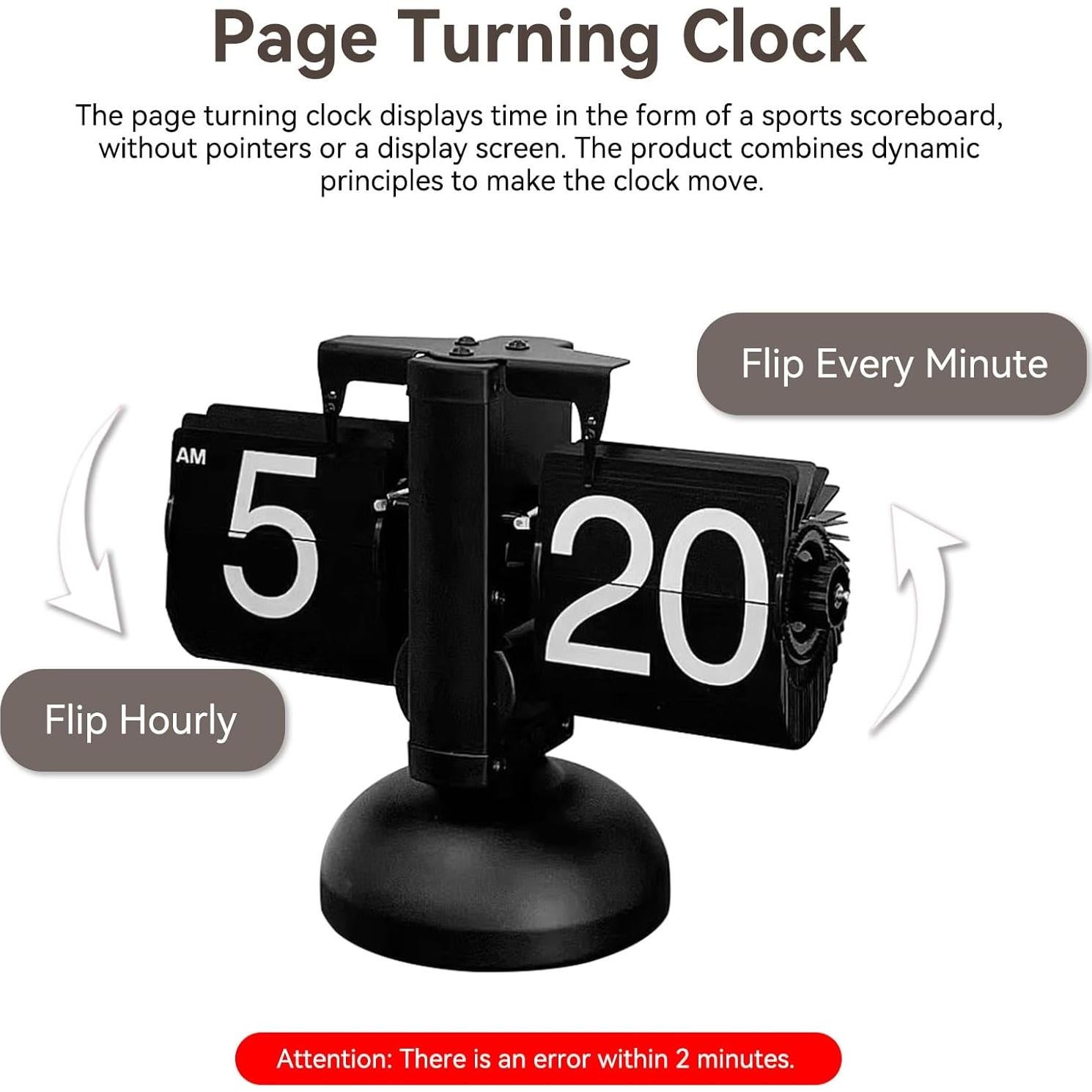 Reloj de Escritorio Digital Retro HERCHR Negro Mecánico