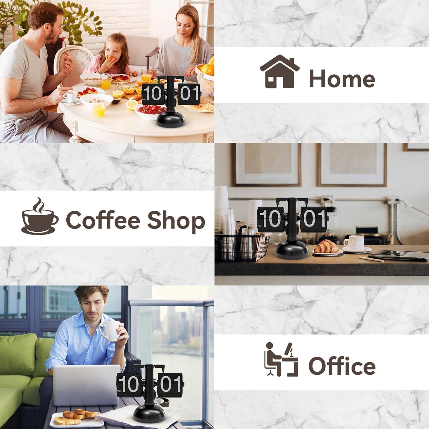 Reloj de Escritorio Digital Retro HERCHR Negro Mecánico