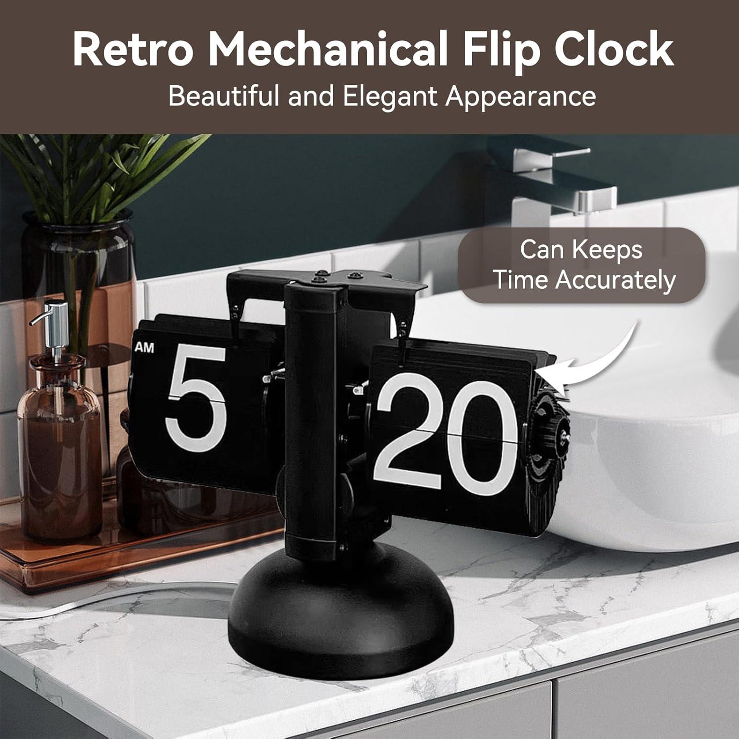 Reloj de Escritorio Digital Retro HERCHR Negro Mecánico