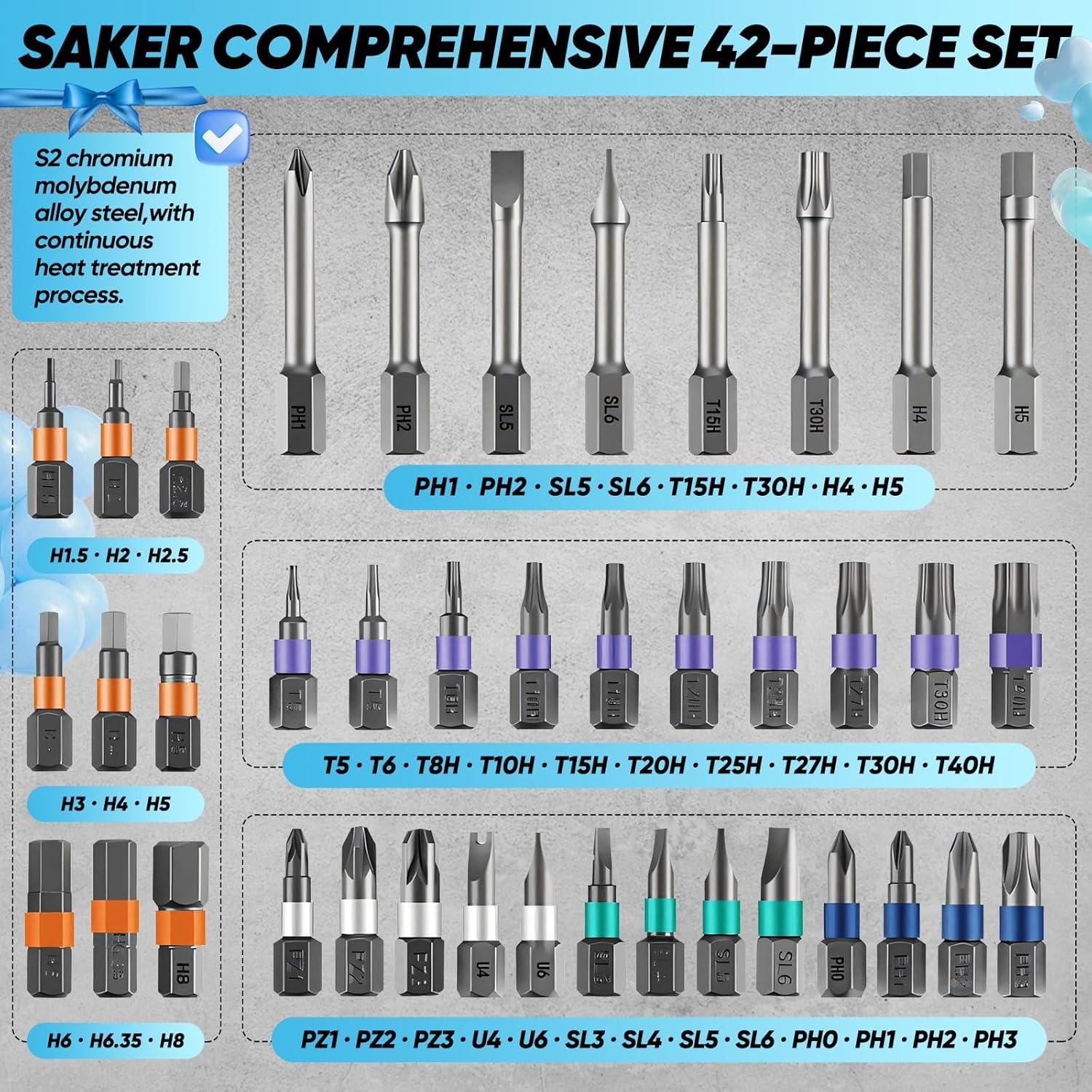 Set de Destornilladores Magnéticos Saker 42 en 1 Ergonomico