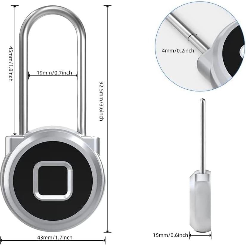 Candado Biométrico eLinkSmart con Huella Dactilar 45mm Plata