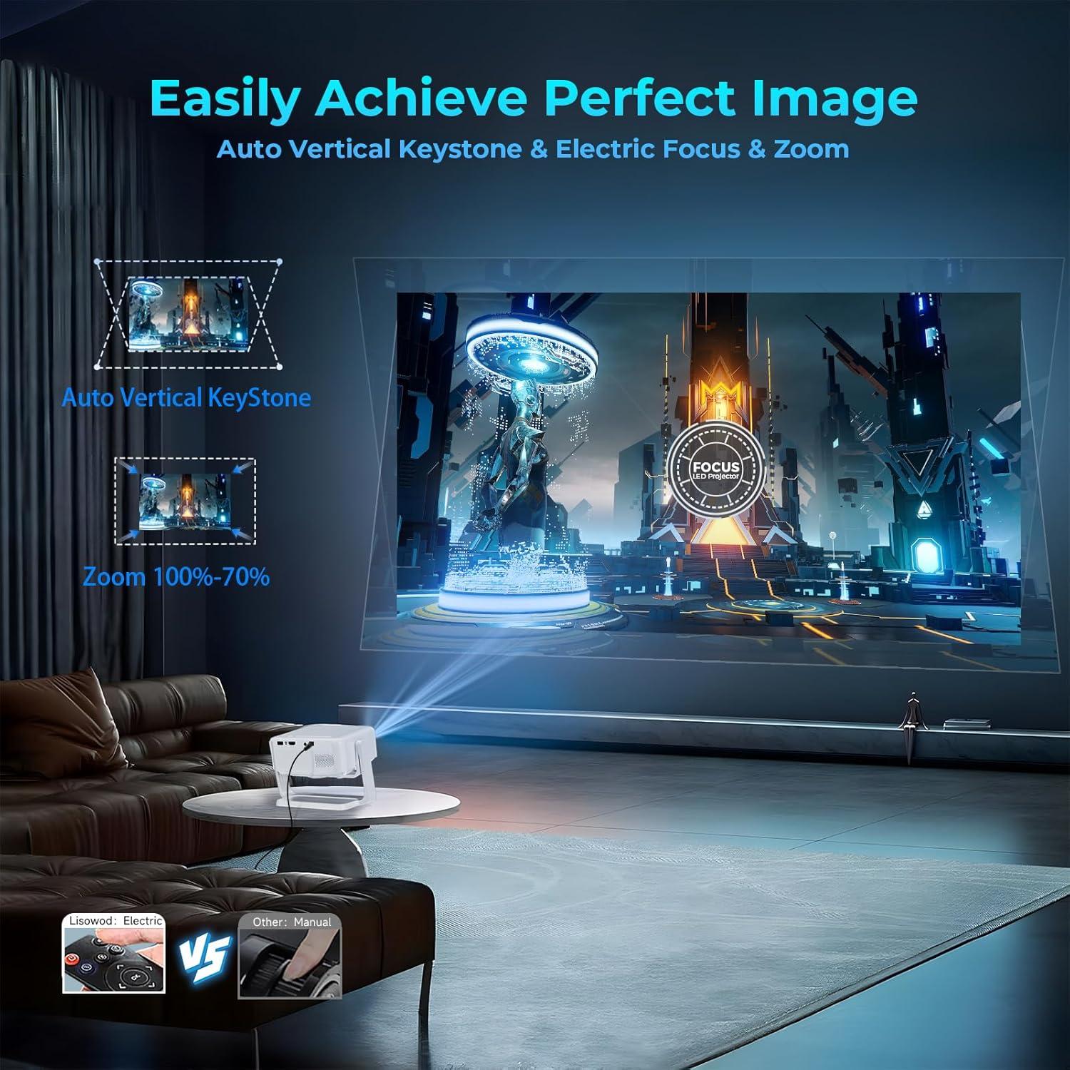 Proyector Mini Lisowod L02 1080P WiFi Bluetooth Soporte 360°