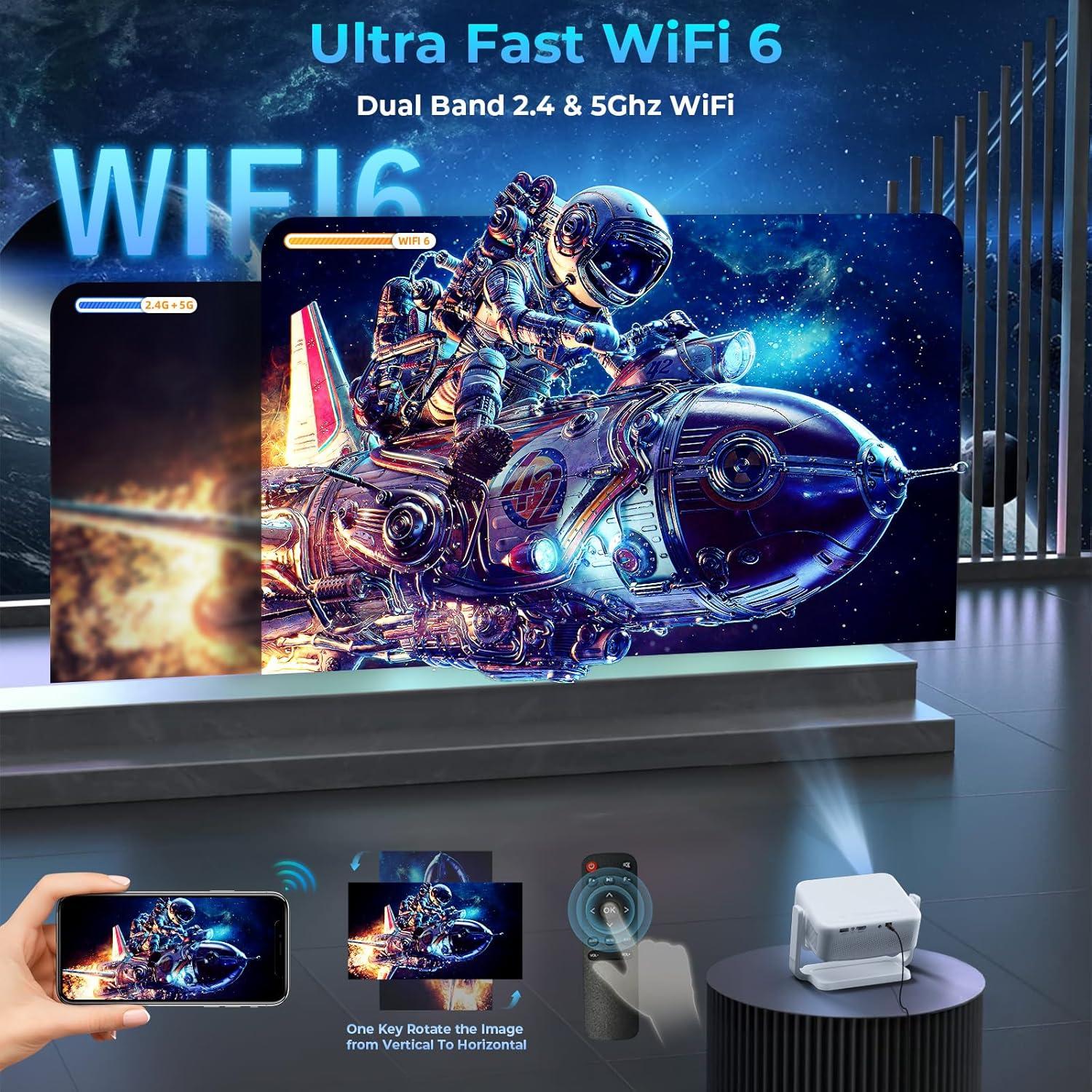 Proyector Mini Lisowod L02 1080P WiFi Bluetooth Soporte 360°