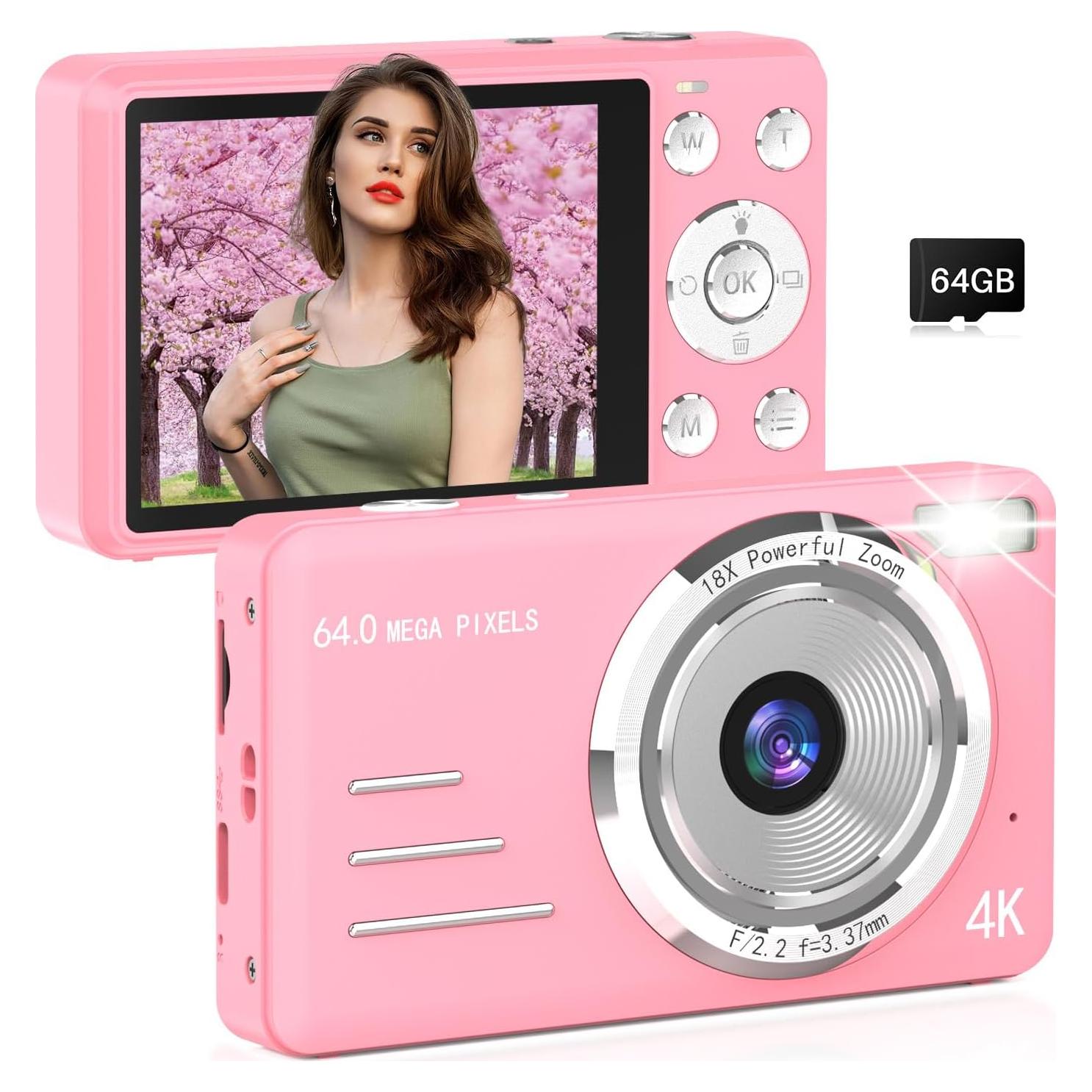 Cámara Digital Forc X01 Pro Rosa 64MP 4K para Niños