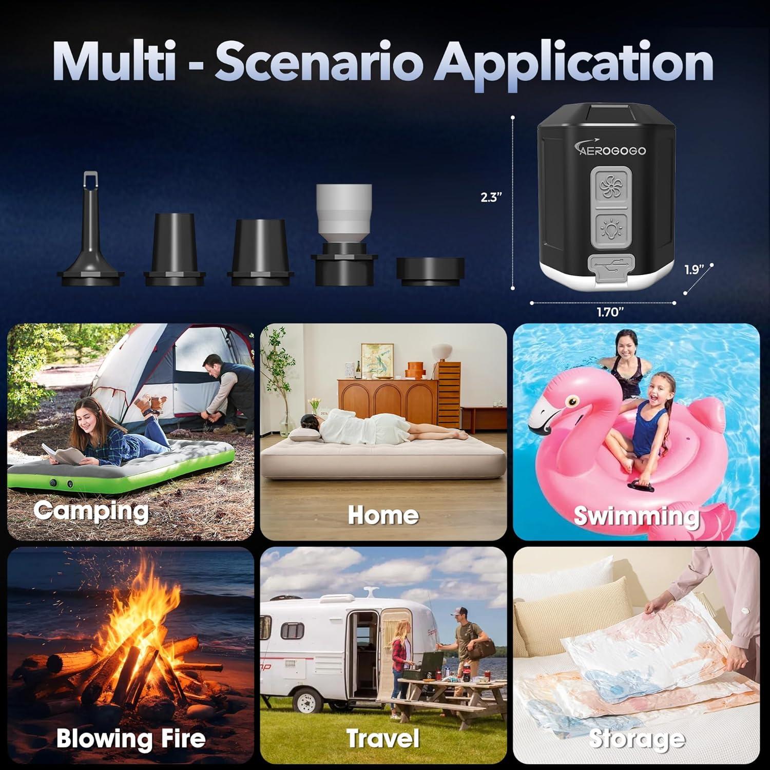 Bomba de Aire Recargable GIGA PUMP 4.0 con Linterna 4.2 kPa