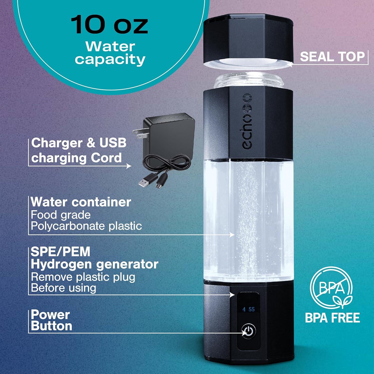 Botella de Agua Hidrógeno Echo Go+ - 0.3 L - Tecnología Avanzada