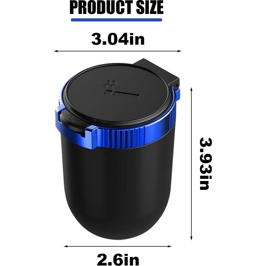 Cenicero de coche SMILFUY con luz LED azul, a prueba de olores