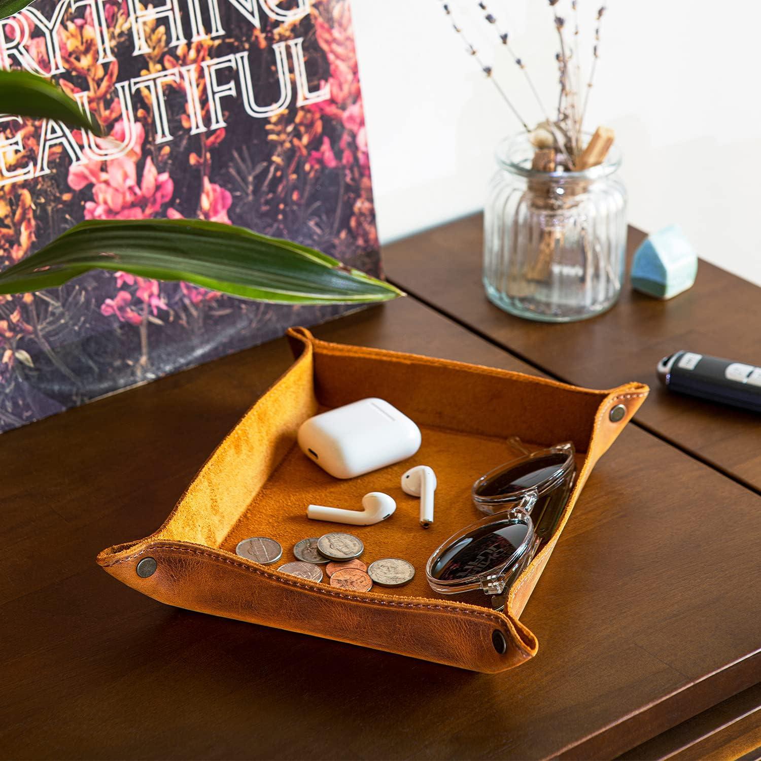 Organizador de Bandeja de Cuero Londo - 20x24x5 cm, Negro