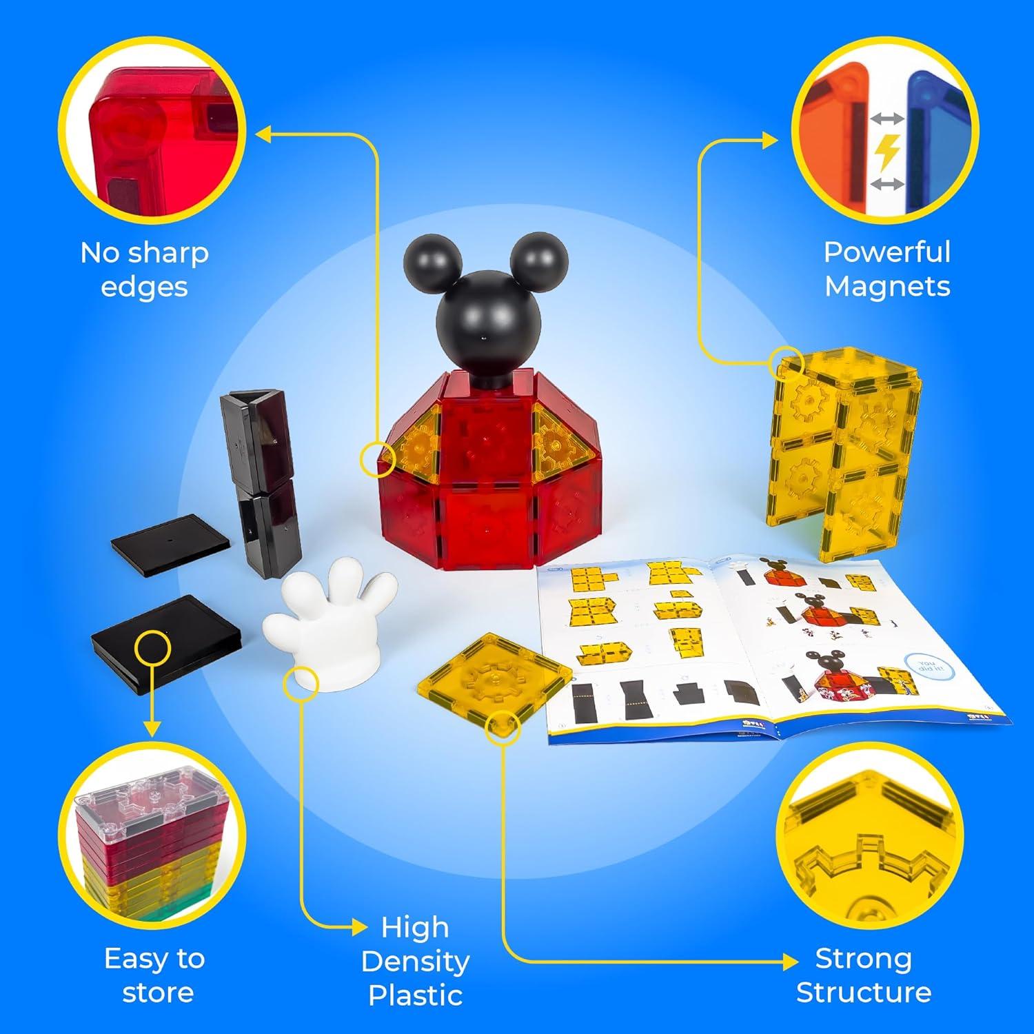 Tytan Official Disney Licensed Mickey Mouse Clubhouse Magnetic Tile Set – 37-Piece