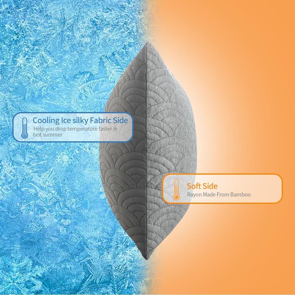 Juego de 2 almohadas viscoelásticas ajustables MOLCLCUY gris