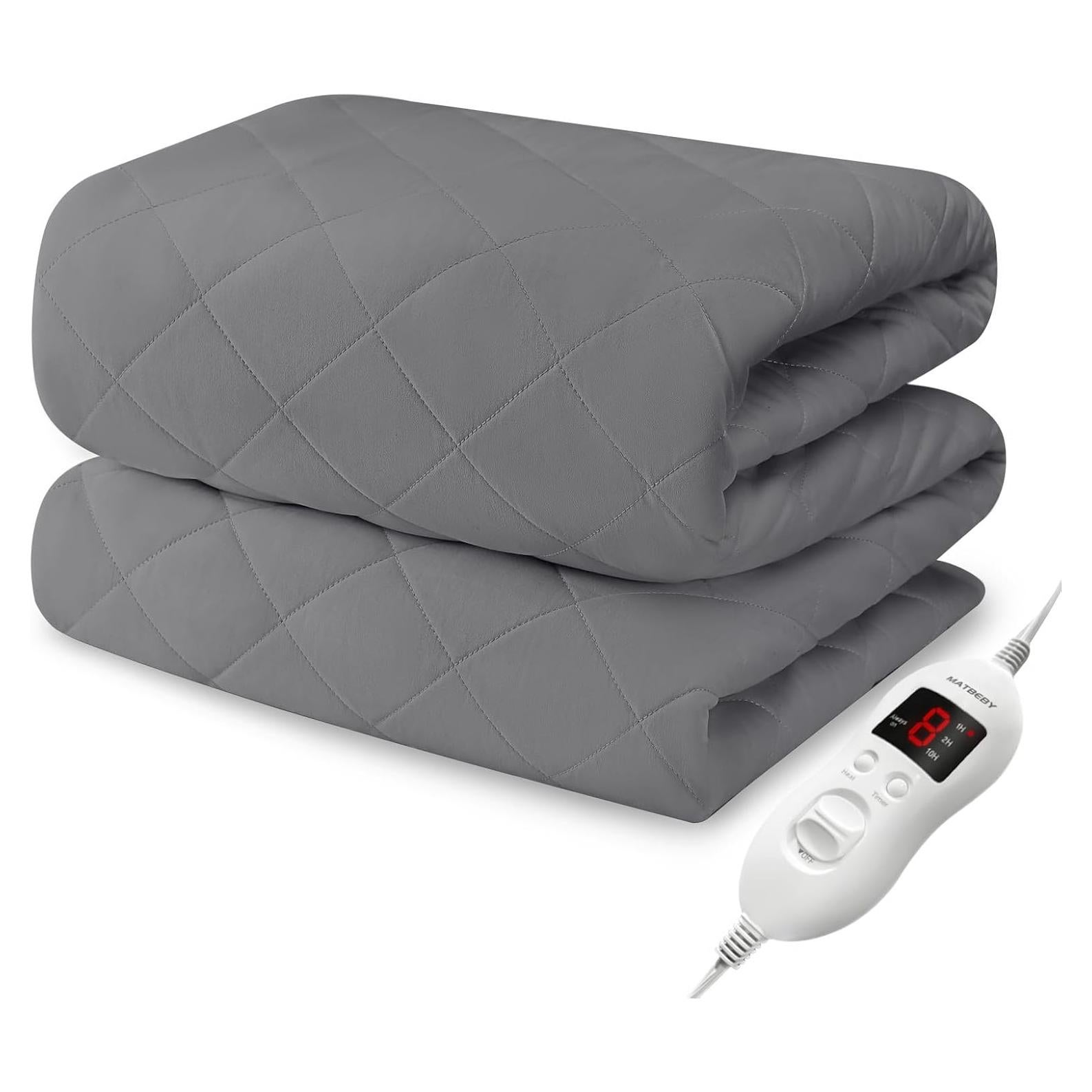 Cubierta de colchón calefactable MATBEBY tamaño completo gris