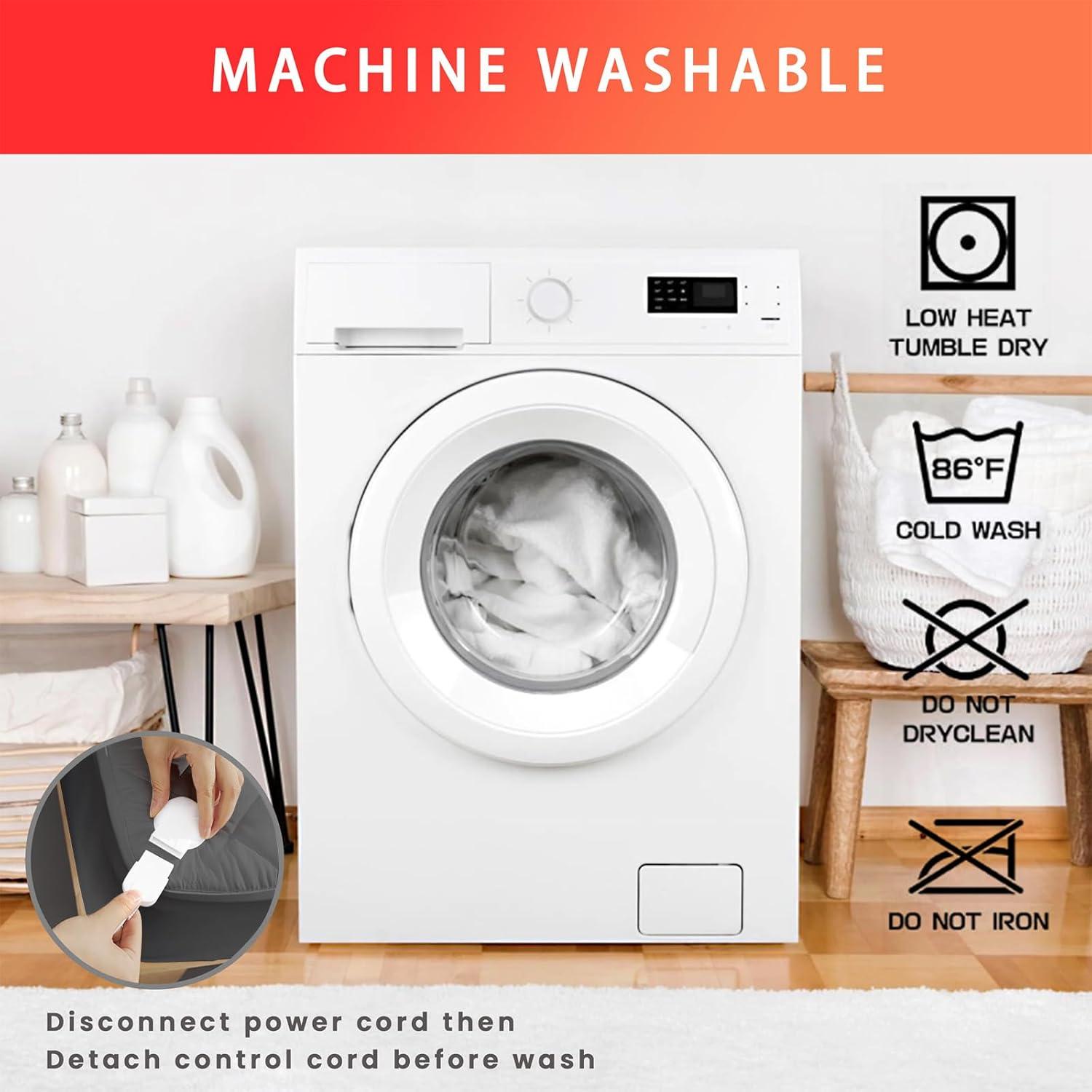 Cubierta de colchón calefactable MATBEBY tamaño completo gris