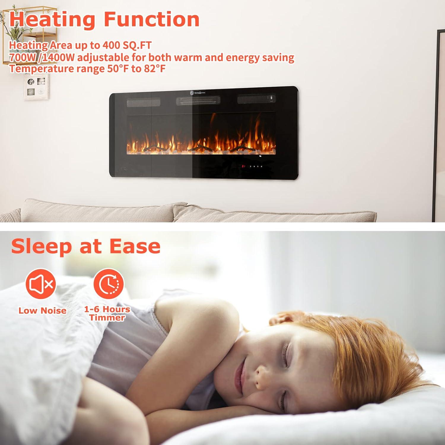 Chimenea Eléctrica FODINGHILL 127 cm Montada en Pared