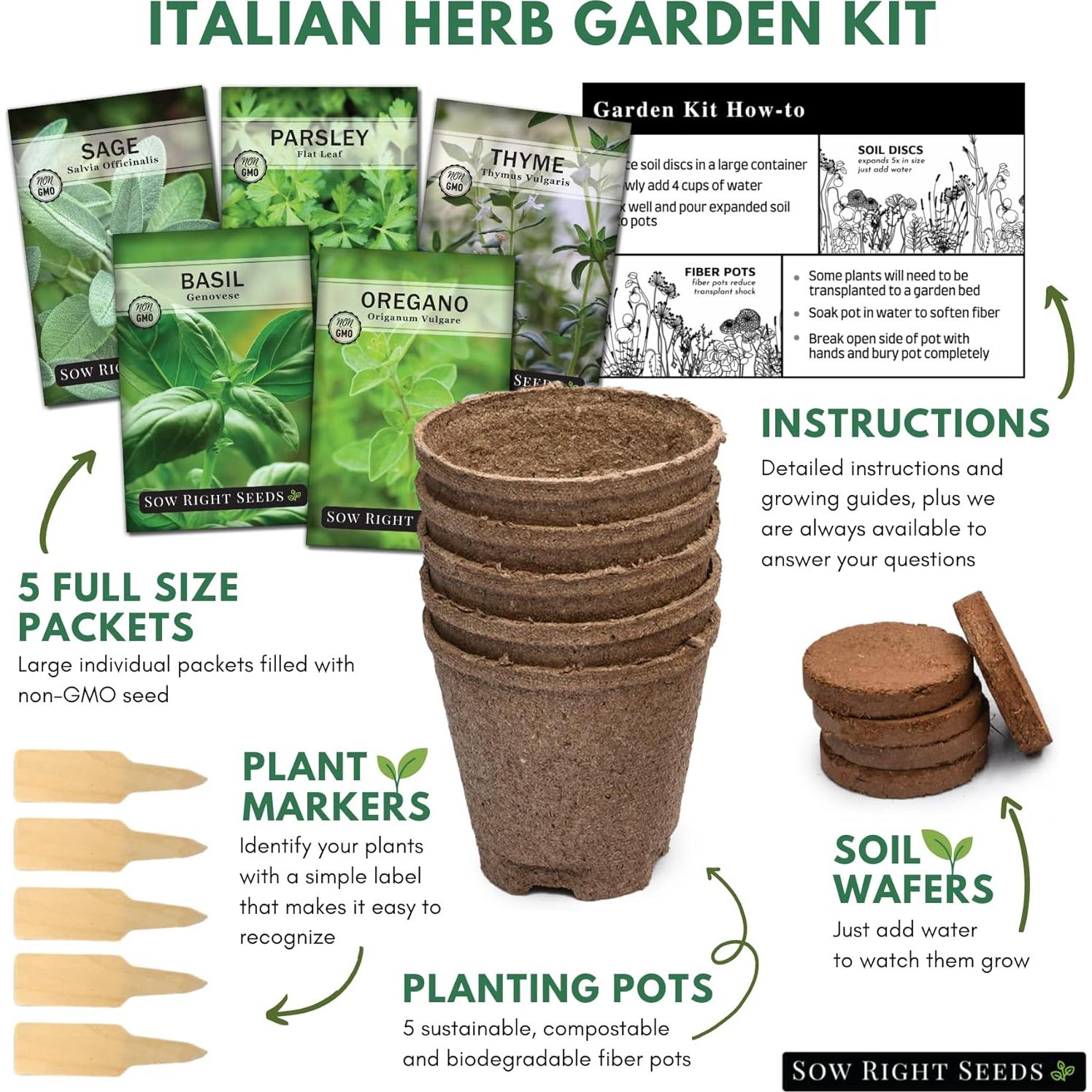 Kit de Jardín de Semillas de Hierbas Italianas Sow Right Seeds