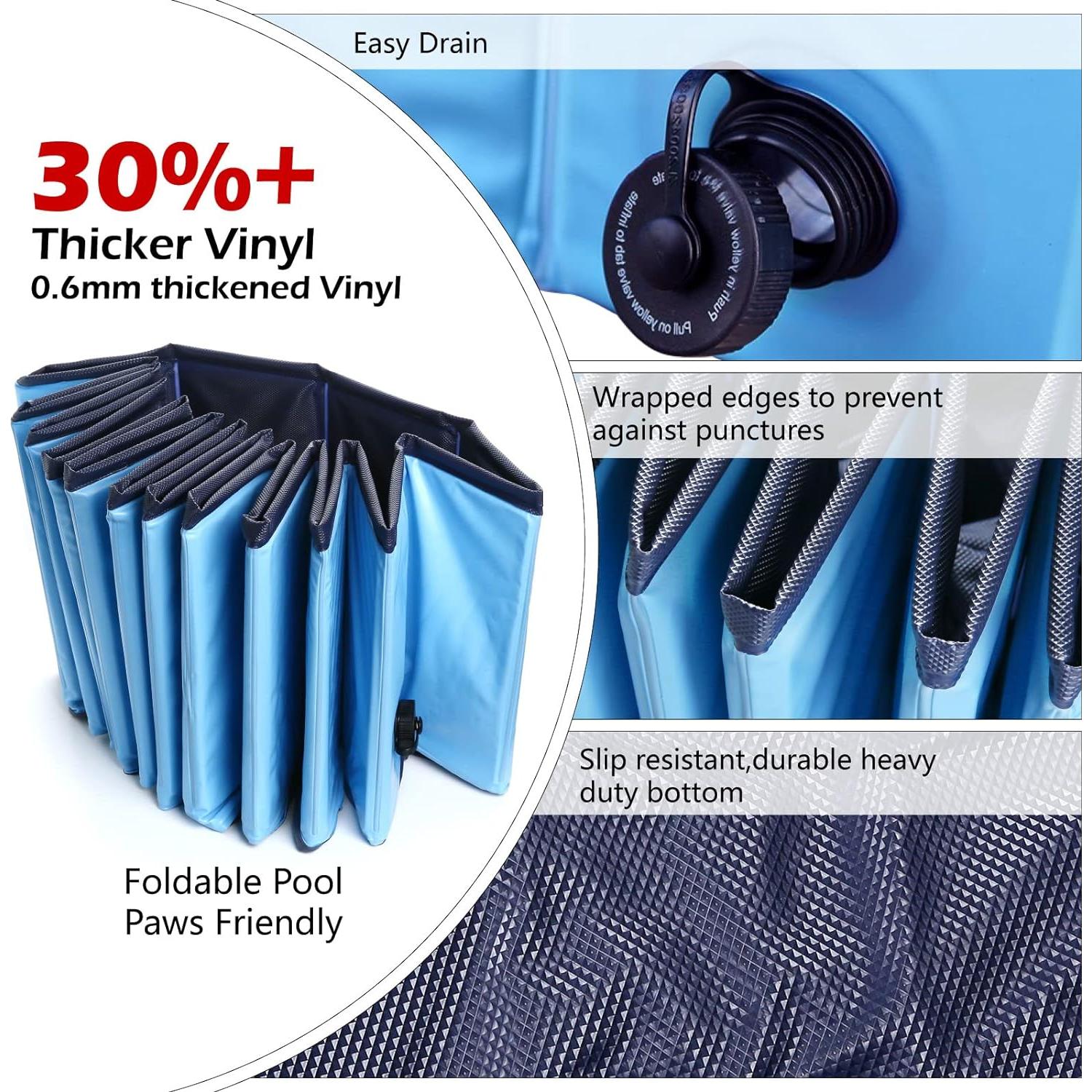 Piscina Plegable para Perros Jasonwell 81 cm Azul Antideslizante