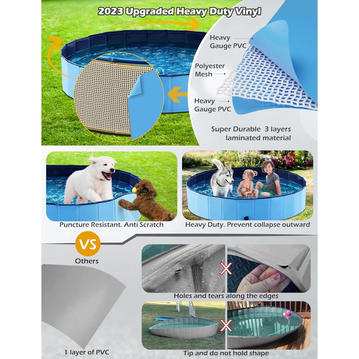 Piscina Plegable para Perros Jasonwell 81 cm Azul Antideslizante