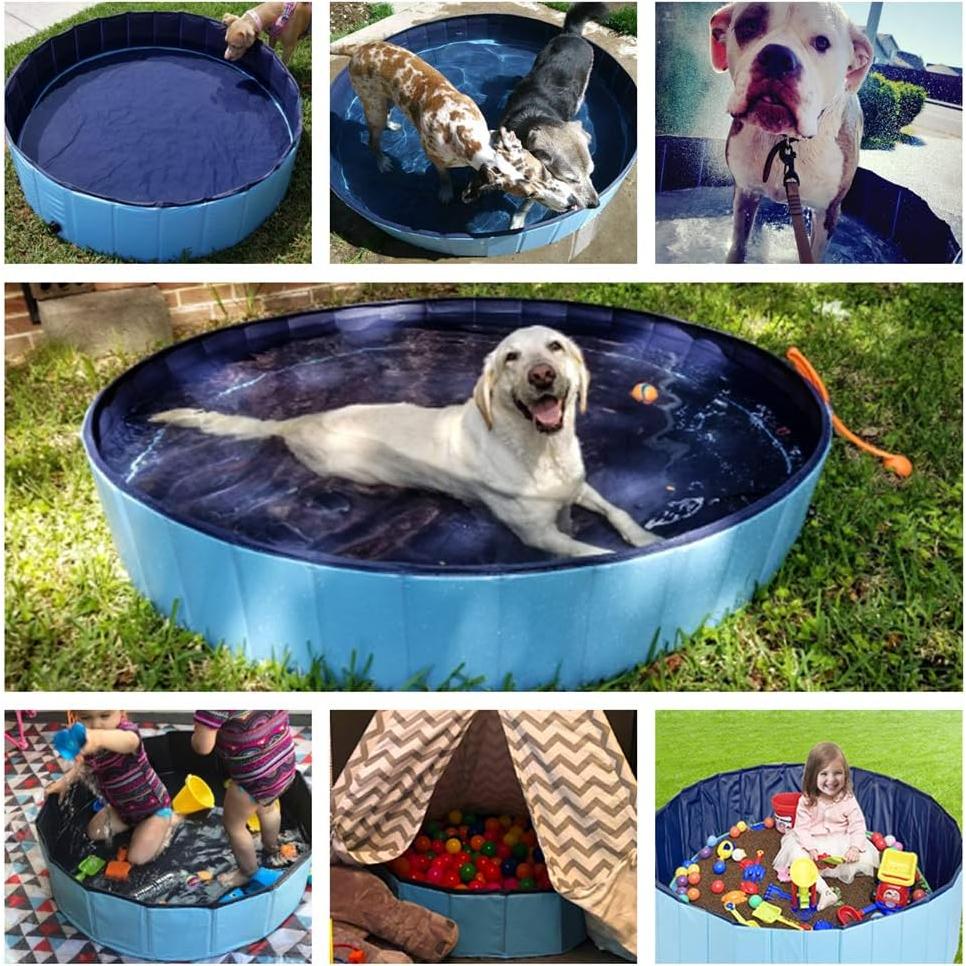 Piscina Plegable para Perros Jasonwell 81 cm Azul Antideslizante