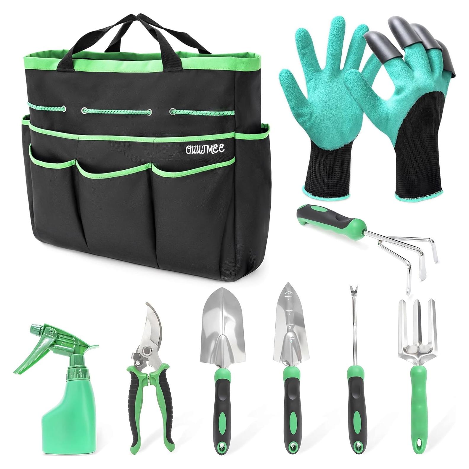 Juego de Herramientas de Jardín OUUTMEE 9 Piezas Acero Inoxidable