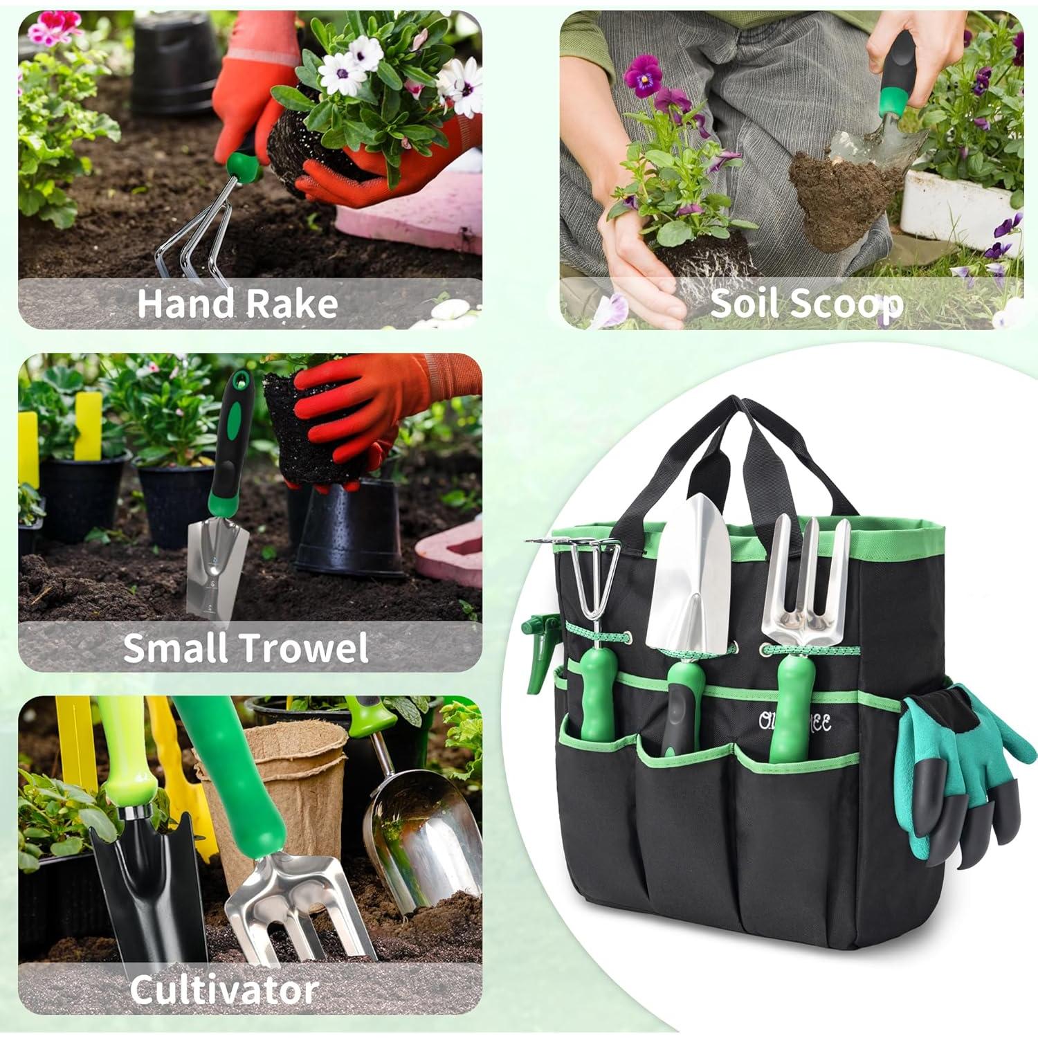 Juego de Herramientas de Jardín OUUTMEE 9 Piezas Acero Inoxidable