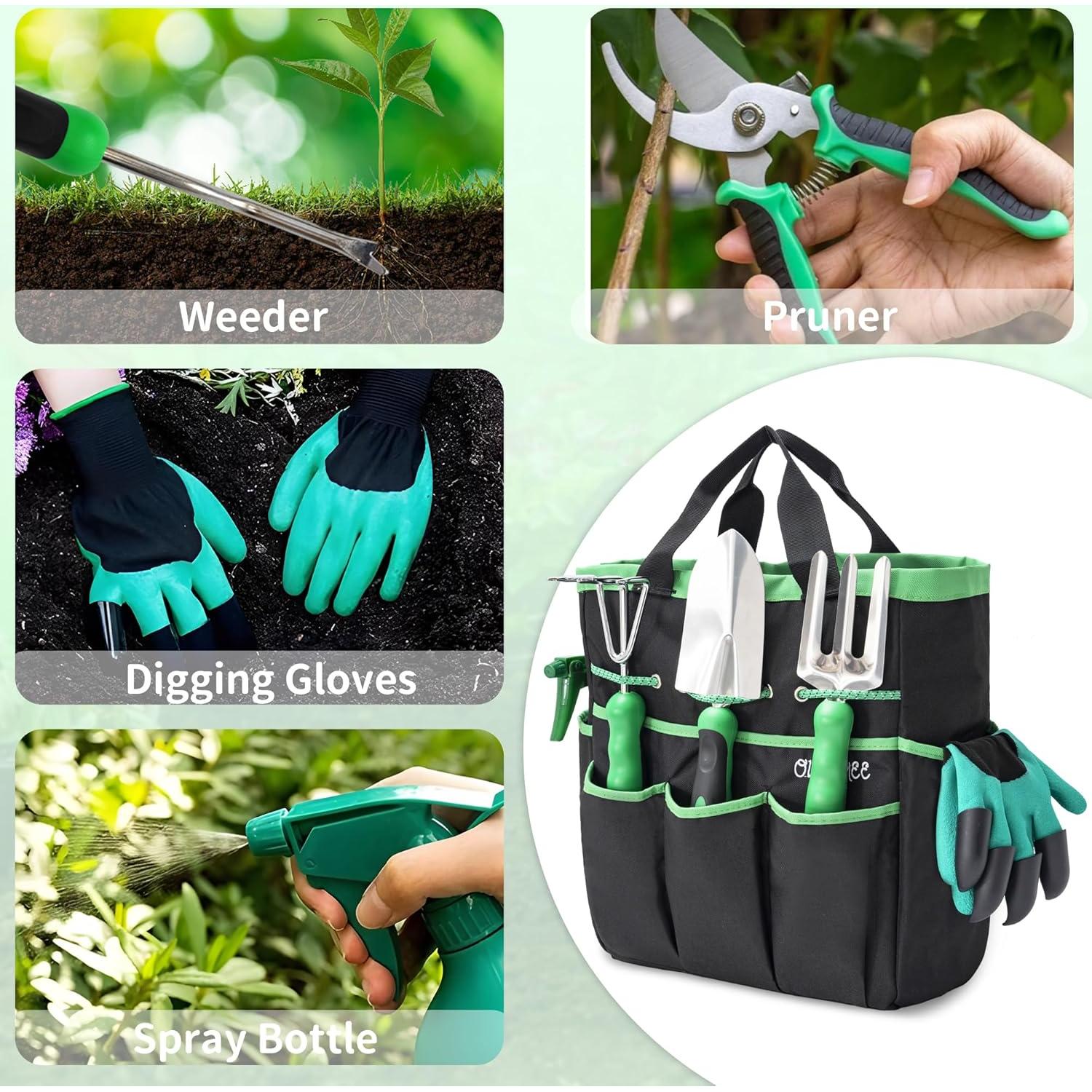 Juego de Herramientas de Jardín OUUTMEE 9 Piezas Acero Inoxidable