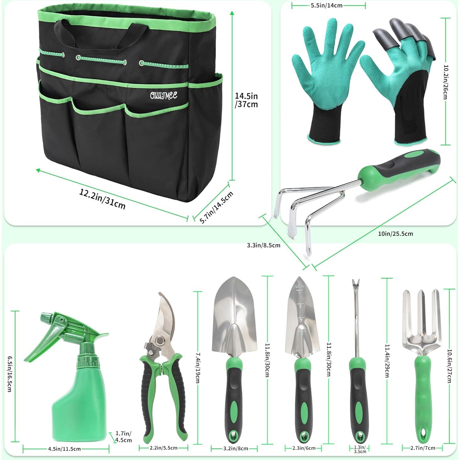 Juego de Herramientas de Jardín OUUTMEE 9 Piezas Acero Inoxidable