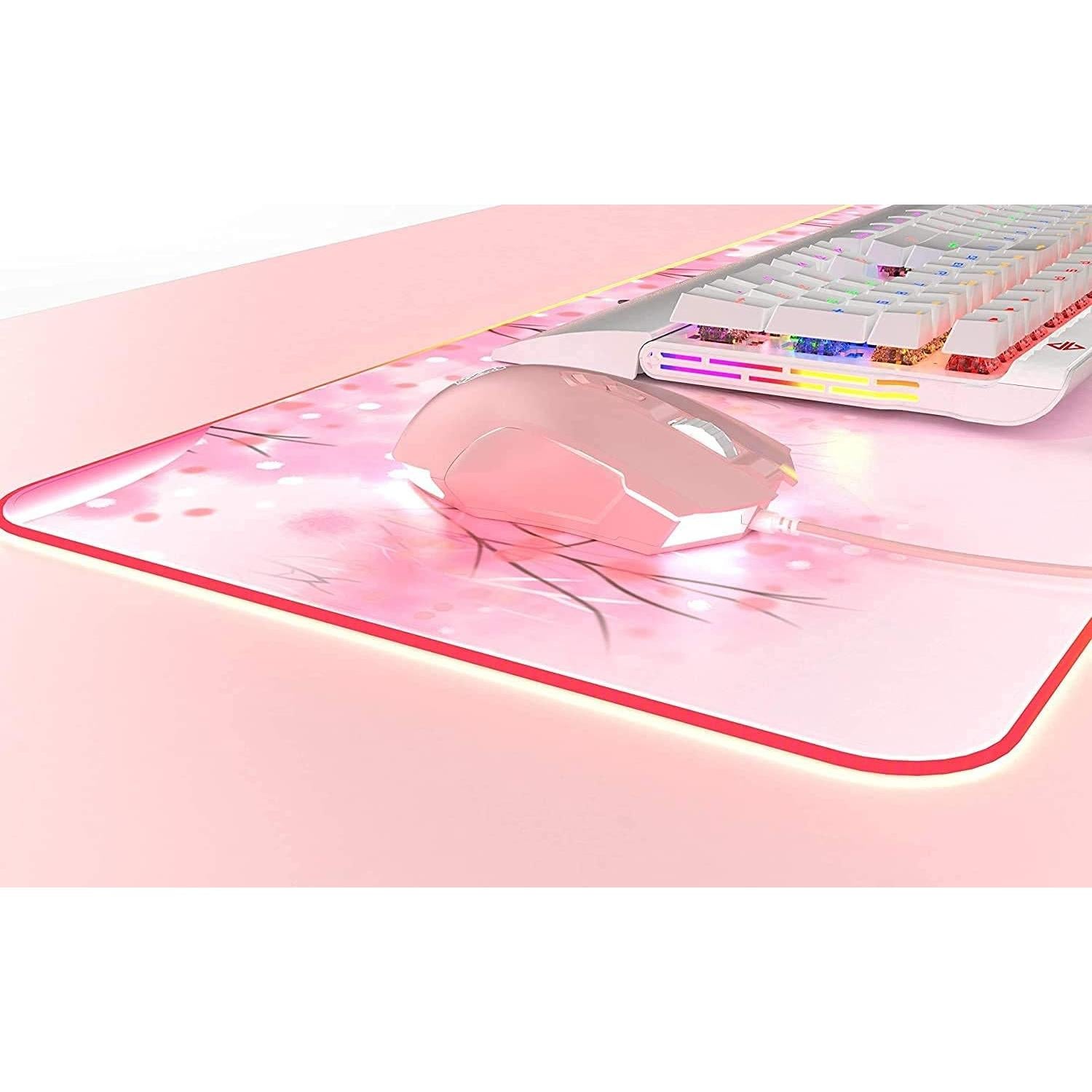 Ratón Gaming RGB Lomiluskr AJ52, 7 Botones, 200-4800 DPI, Rosa