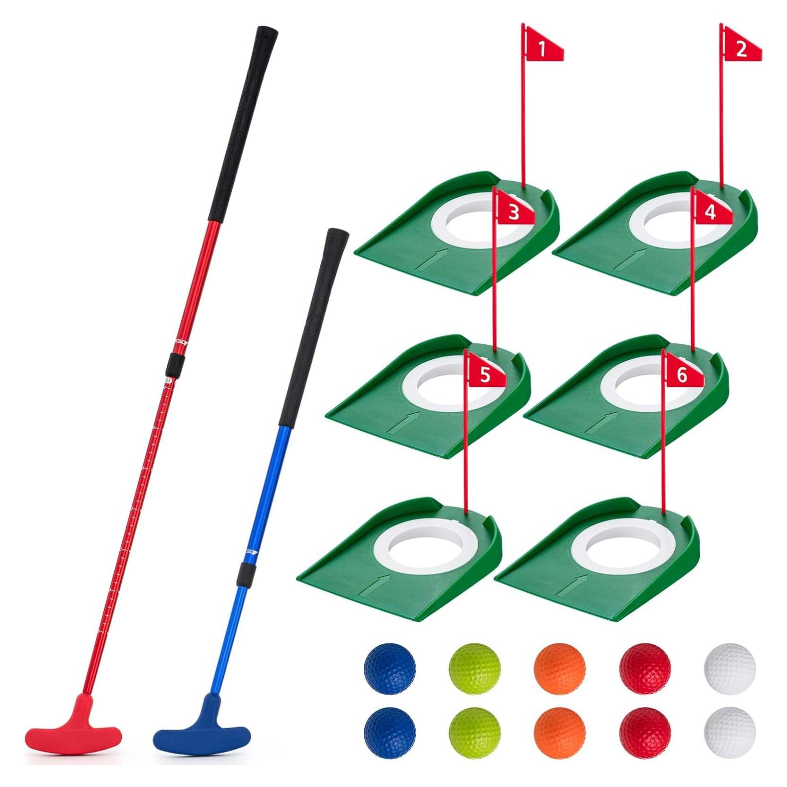 Juego de Putting Mini Golf Lenwen con 2 Putter Ajustables y 10 Pelotas