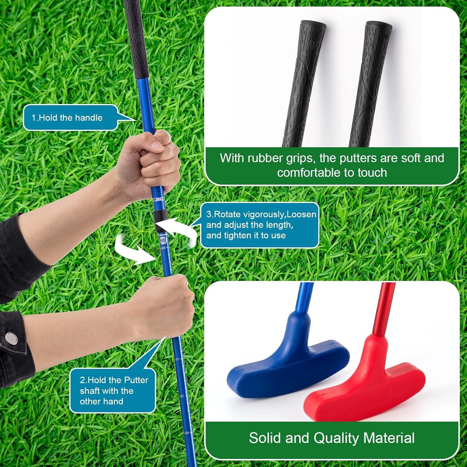 Juego de Putting Mini Golf Lenwen con 2 Putter Ajustables y 10 Pelotas