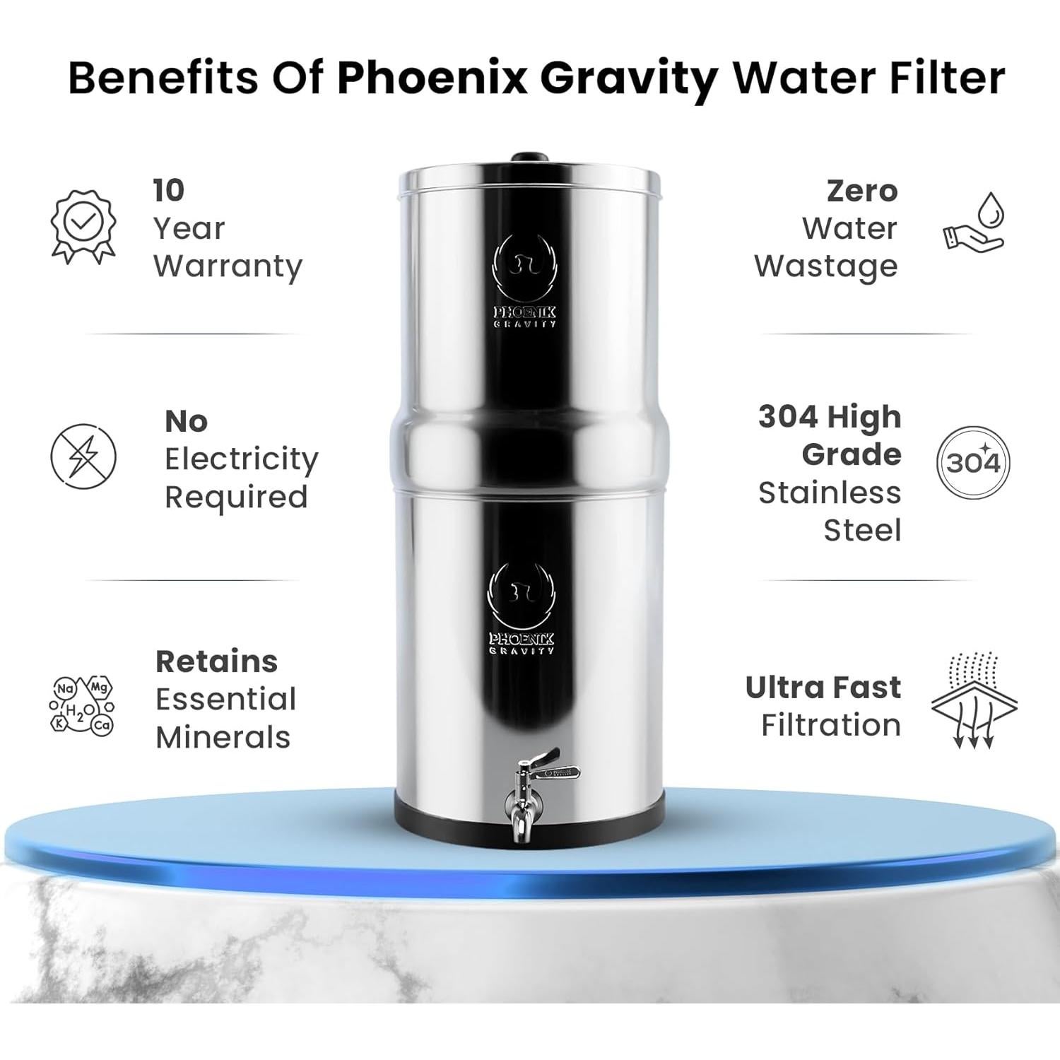 Filtro de Agua Phoenix Gravity 5.68L Acero Inoxidable NSF