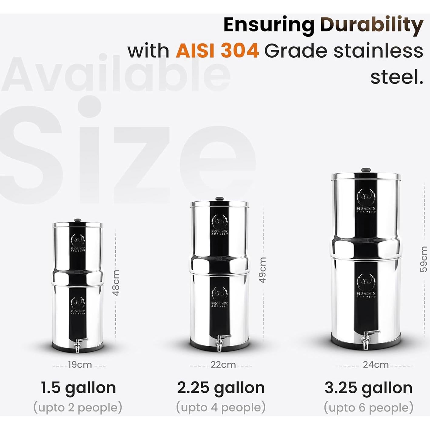 Filtro de Agua Phoenix Gravity 5.68L Acero Inoxidable NSF