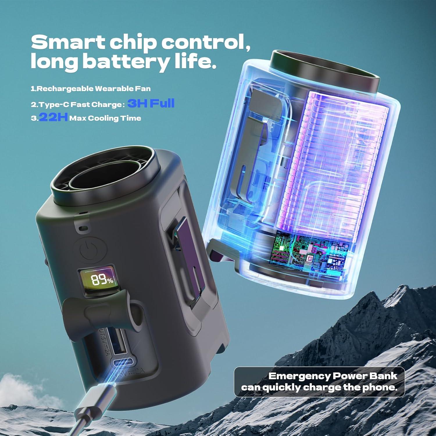 Ventilador de Cintura Portátil Gewanolla K100 4 Velocidades 13000 RPM