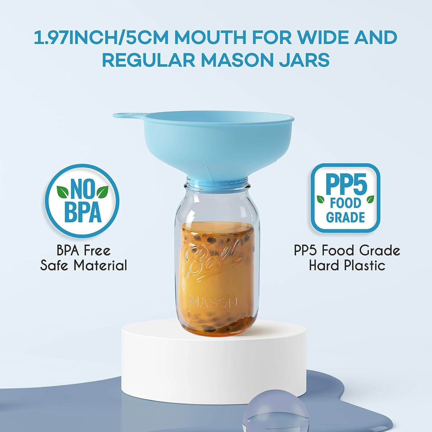 Embudo Versátil Pisol con 5 Tamaños y 2 Coladores, Azul